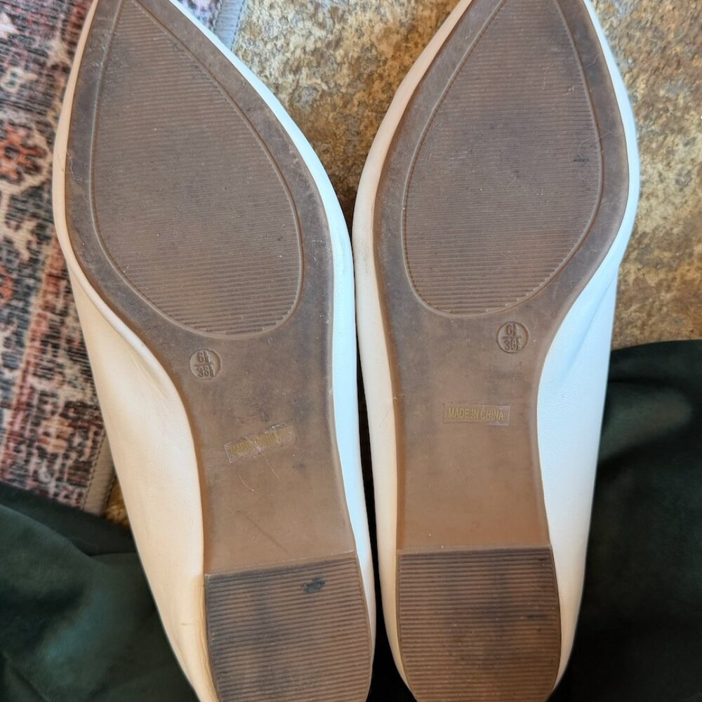 Lulus Emmy White Pointed Loafers - Size 6.5 - Picture 4 of 7